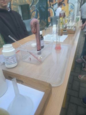 Stoisko naukowe - doświadczenia chemiczne. 