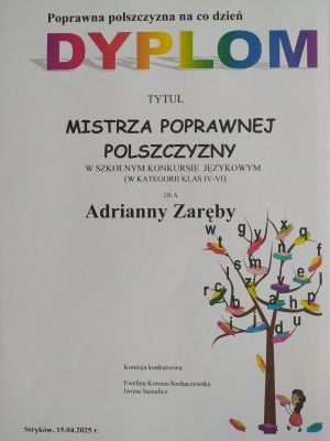 Dyplom mistrza poprawnej polszczyzny. Dyplom mistrza poprawnej polszczyzny.