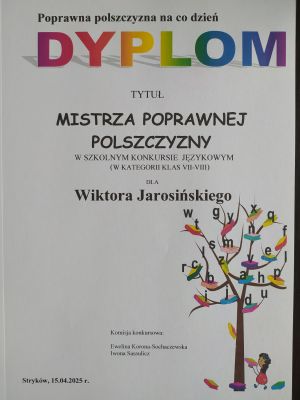 Dyplom mistrza poprawnej polszczyzny. Dyplom mistrza poprawnej polszczyzny.