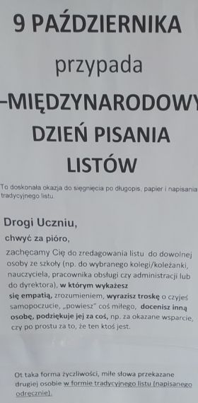 9 października - Międzynarodowy Dzień Pisania Listów