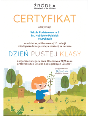 certyfikat dzien pustej klasy2025