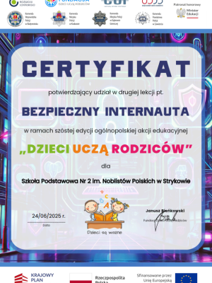 podziekowanie bezpieczny internauta